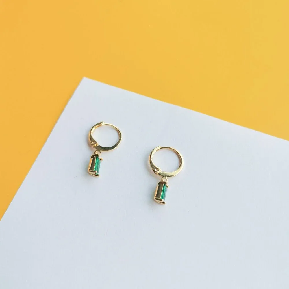 Twinkling Treasure Gold Green Crystal earrings by Alicia Bonnie